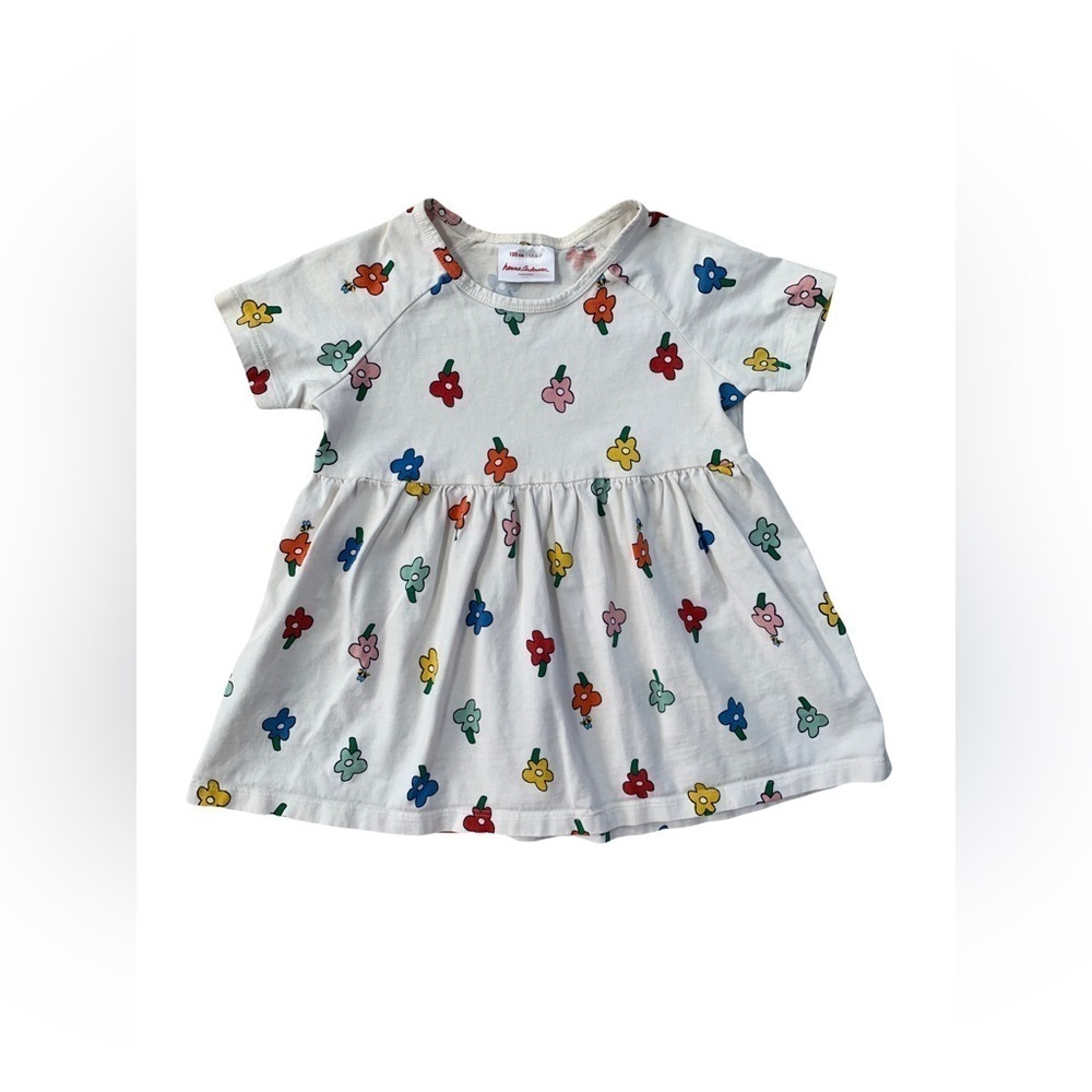 Hanna Andersson Size 120, 6-7, White with Colorful Flowers Top